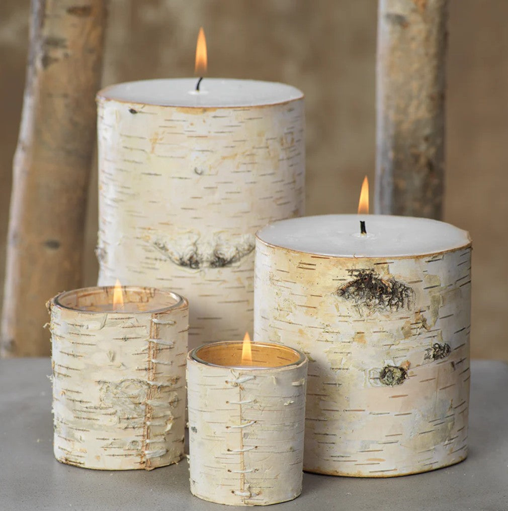 Small Birchwood Fragrance Free Pillar Candle